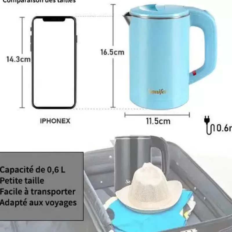 La Théière de Lulu Mini Bouilloire | Bouilloire Électrique^Petite Bouilloire Électrique Bleu