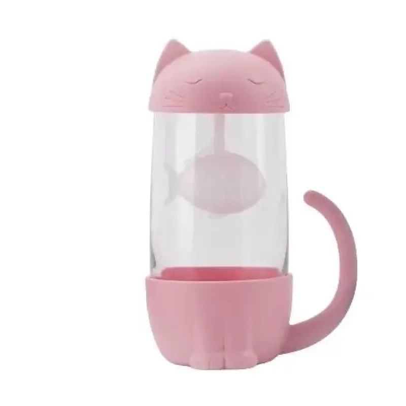 La Théière de Lulu Tasse À Thé Avec Infuseur^Tasse à Thé Infuseur Chat Rose