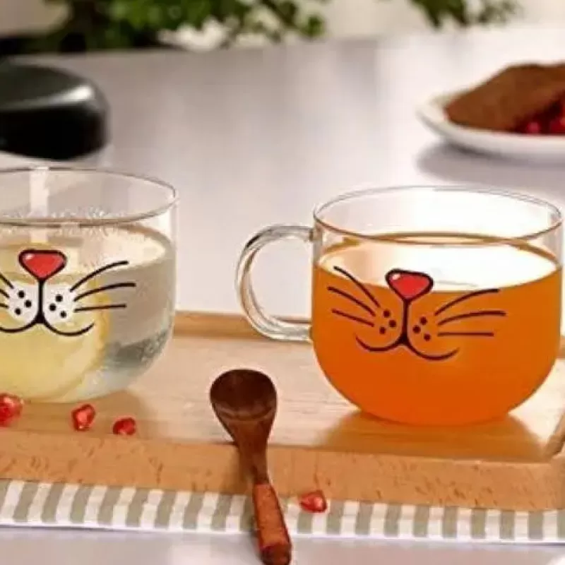 La Théière de Lulu Verre À Thé^Tasse Transparente Moustache Chat
